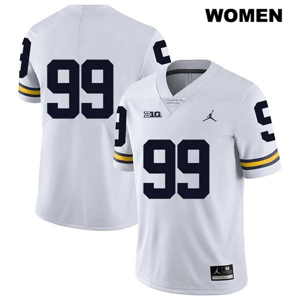 Women's NCAA Michigan Wolverines Trey Harper #99 No Name White Jordan Brand Authentic Stitched Legend Football College Jersey SG25M77BG